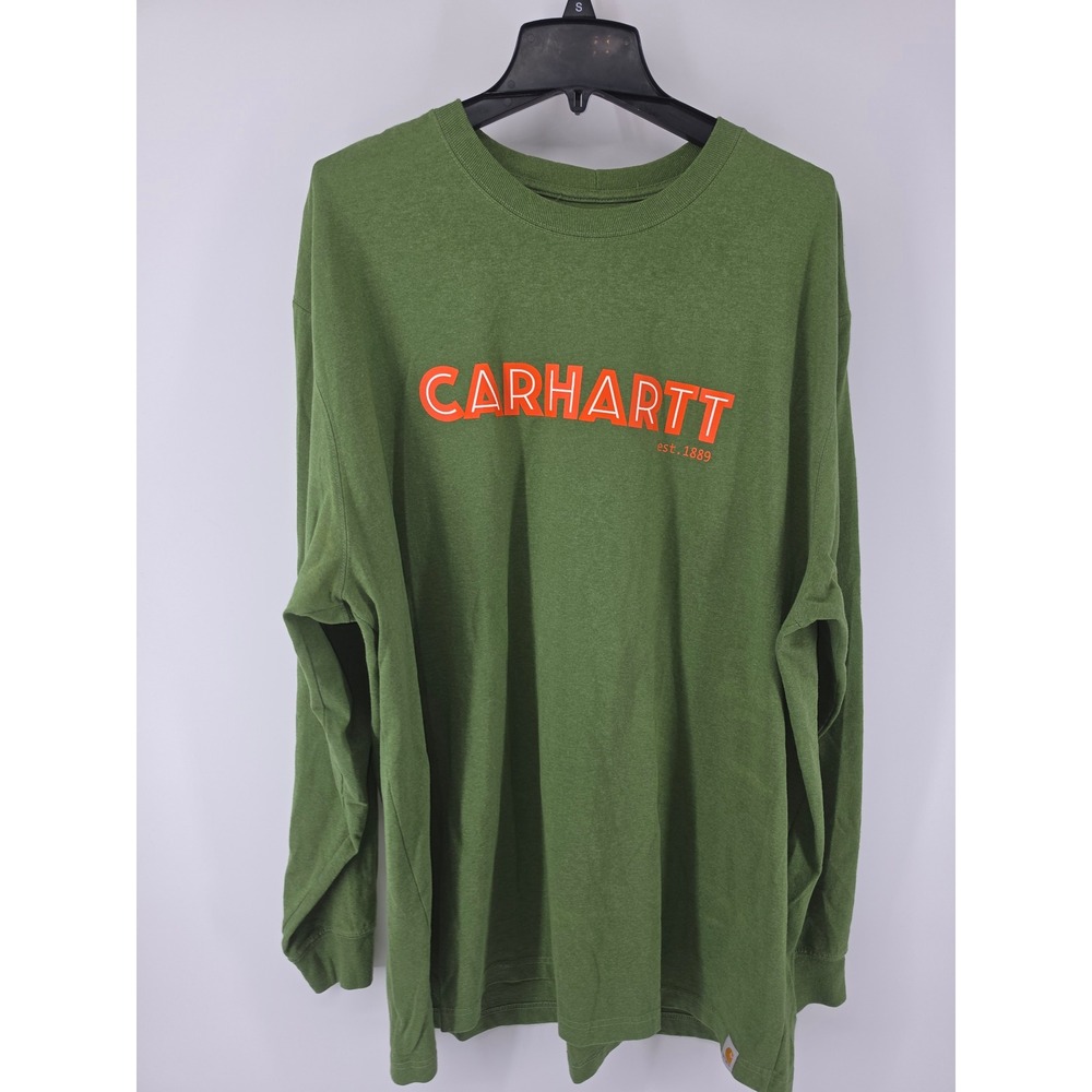 Carhartt Mens 2XL Green Long Sleeve Graphic Logo T-Shirt TK5422-M Heathered
